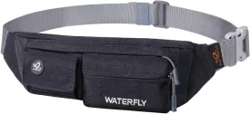 WATERFLY Fanny Pack for Women Men Water Resistant Small Waist Pouch Slim Belt Bag with 4 Pockets for Running Travelling Hiking Walking Lightweight Crossbody Chest Bag Fit All Phones