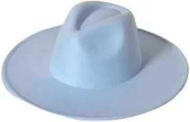 Wide Stiff Brim Fedora Hat Light Blue