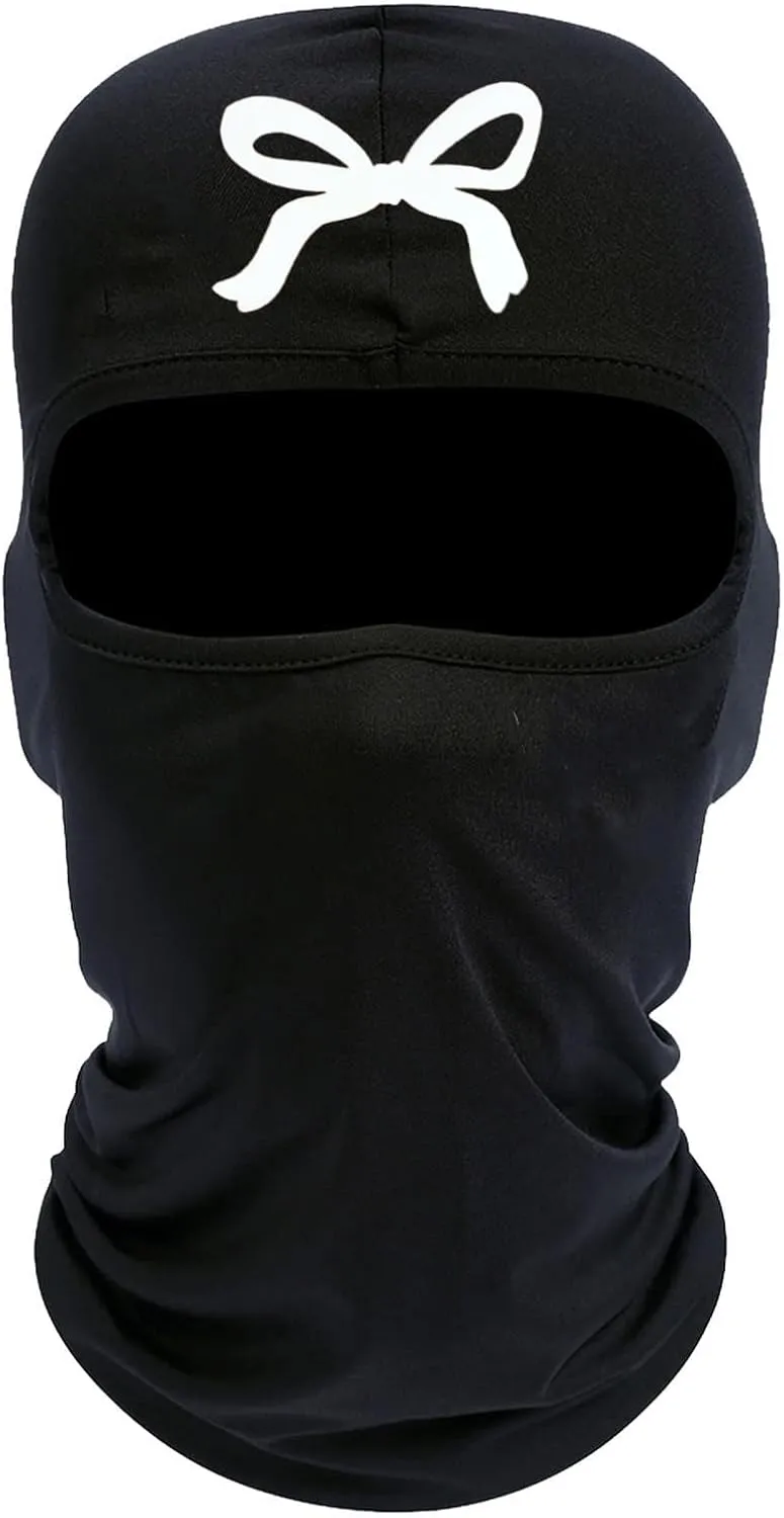 Women's Bow Print Balaclava Ski Mask Stylish Balaclava Face Mask Lightweight Ski Mask and Neck Gaiter for Outdoor Sports