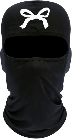 Women's Bow Print Balaclava Ski Mask Stylish Balaclava Face Mask Lightweight Ski Mask and Neck Gaiter for Outdoor Sports