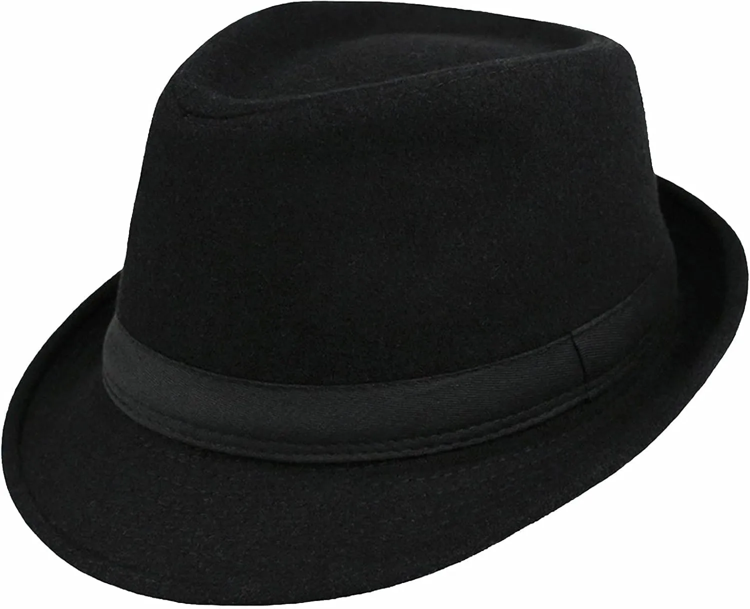 Womens Mens Classic Felt Trilby Hat Short Brim Fedora Hat Black Manhattan Gangster Jazz Hat for Unisex