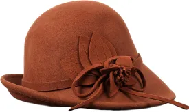 Young_Me Women's Floral Trimmed Wool Blend Cloche Winter Hat